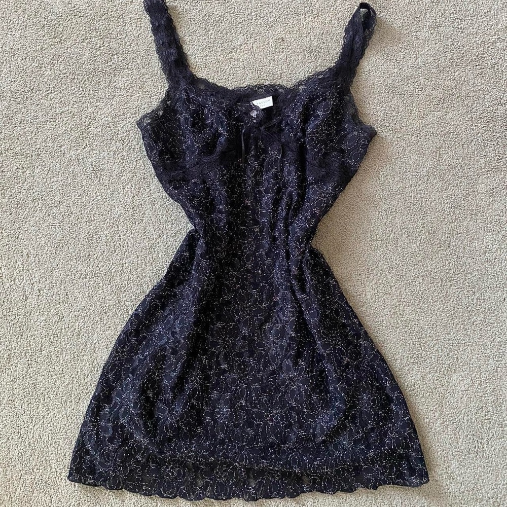 Black Lace Top with Silver Accents